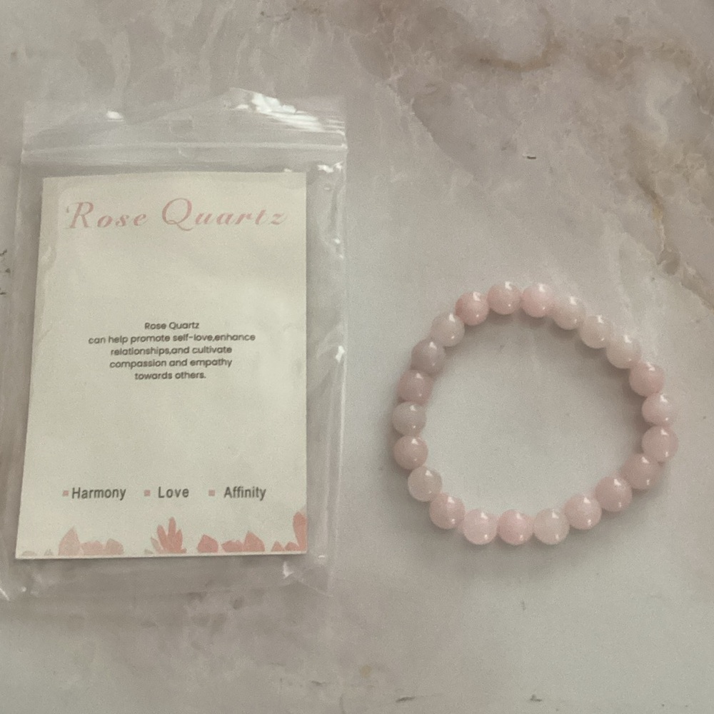 Pink Rose Quartz Beaded Bracelet